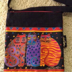 VTG 1990 Laurel Burch Canvas Crossbody "CATS" Bag, Artful, Folkie, Eclectic Gram